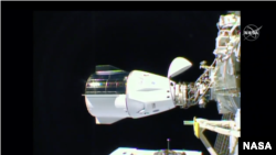 龍飛船美東時間2020年11月16日晚上抵達國際空間站(NASA TV)
