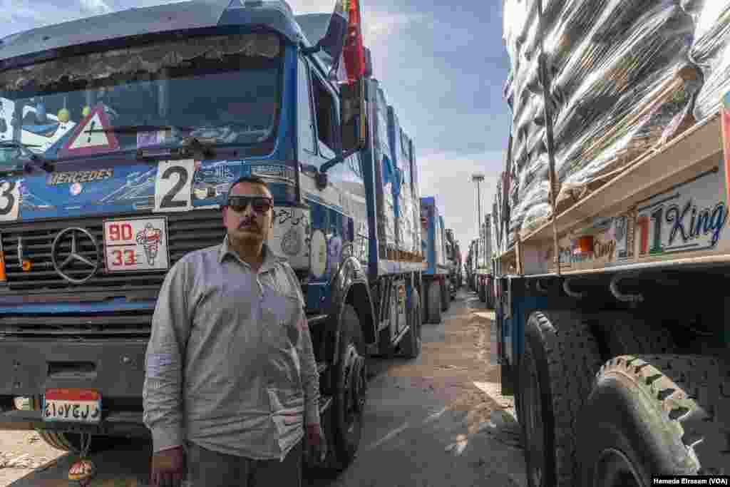 Egyptian truck driver Ali, pictured in Rafah on Jan. 19, 2025, hauled bread to the Rafah crossing in May but met long wait times, so the donor said to "take the aid to a charity for Egypt’s poor.” The majority of Egyptians live in poverty or are vulnerable.