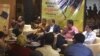 Sekjen DPP Partai Golkar Idrus Marham (tengah), berbicara dalam sebuah acara di Jakarta, kamis 31 Agustus 2017.