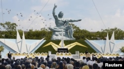 長崎紀念原爆70週年活動中放和平鴿