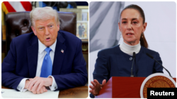 Kombinasi foto: Presiden AS Donald Trump dan Presiden Meksiko, Claudia Sheinbaum. 