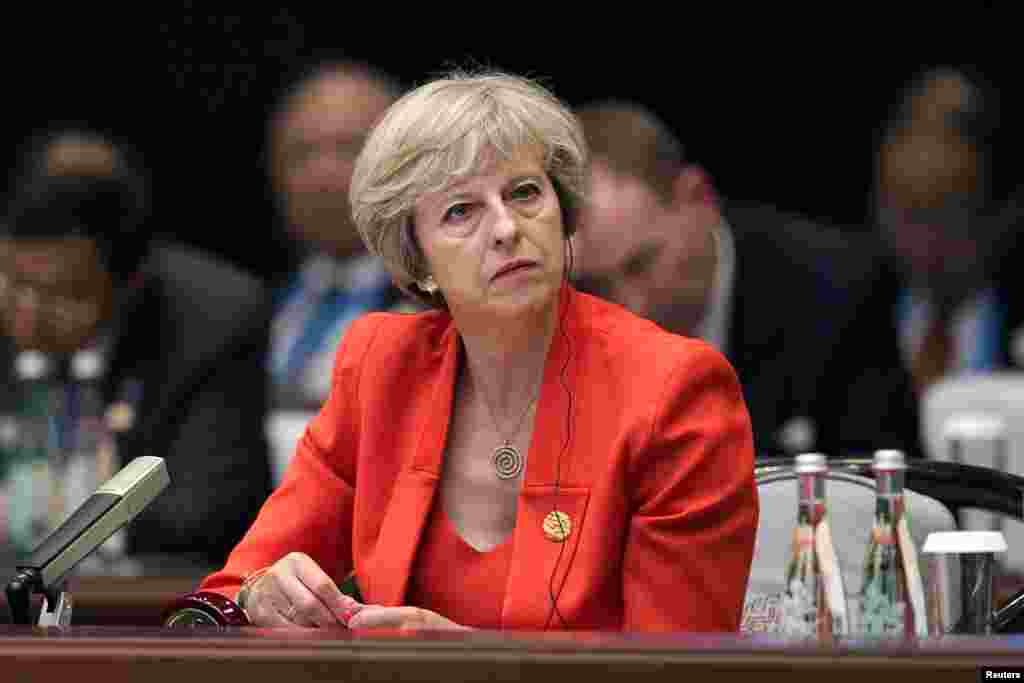 英国首相特雷莎&middot;梅在杭州峰会上 （2016年9月4日）