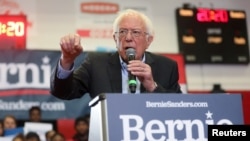 Democratic 2020 U.S. presidential candidate Senator Bernie Sanders rallies with supporters at Winston-Salem State University in Winston-Salem, North Carolina, Feb. 27, 2020. 