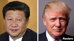美国总统川普(右)，中国国家主席习近平