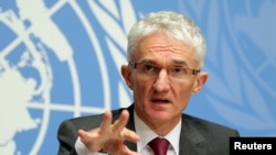 Le secrétaire général adjoint de l'ONU pour les Affaires humanitaires Mark Lowcock à Genève, Suisse, le 04 décembre 2018. 