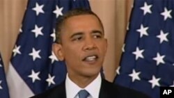 O presidente Obama durante o discurso proferido no Departamento de Estado