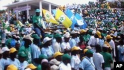 Um comício durante as eleições legislativas de Agosto 2010 em São Tomé