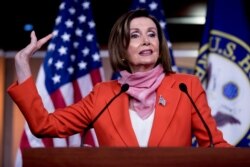 FILE - House Speaker Nancy Pelosi of California speaks during a news conference on Capitol Hill, April 24, 2020.