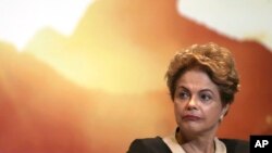 FILE - President Dilma Rousseff is seen at an event in Brasilia, Brazil, in a Oct. 7, 2015, photo.