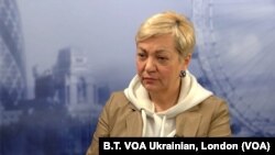 Валерія Гонтарева у студії "Голосу Америки" у Лондоні 26 квітня 2019 р.
