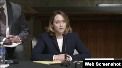 國防部副部長提名人選希克斯（Kathleen Hicks）2021年2月2日出席參議院軍事委員會有關她的人事提名確認聽證會。