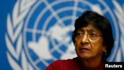 Kepala HAM PBB Navi Pillay dalam konferensi pers di Kantor Pusat PBB di Jenewa (2/12).