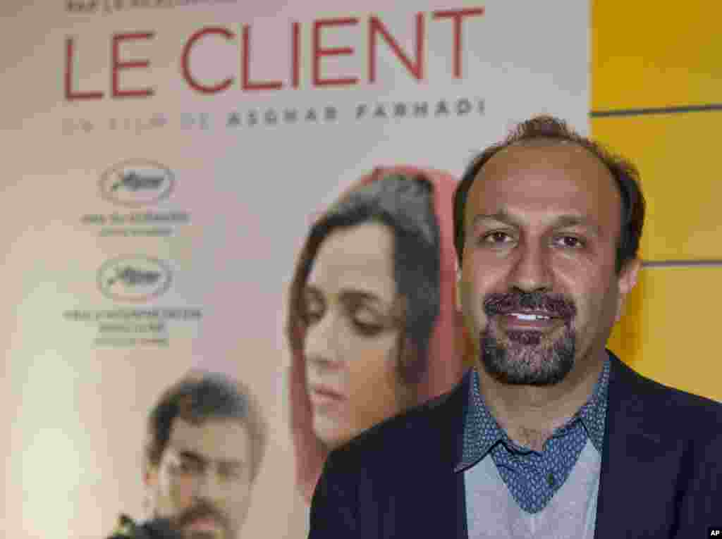 BEST FOREIGN FILM: THE SALESMAN, Iranian director Asghar Farhadi, who directed the film, did not attend the awards in protest over the U.S. travel ban on some countries. He's seen here at the film's premier in Paris, Oct. 10, 2016.
