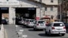 A convoy of inspectors from the Organization for the Prohibition of Chemical Weapons prepares cross into Syria at the Lebanese border crossing point of Masnaa, Oct. 1, 2013.