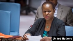 Bintou Keita devant le Conseil de sécurité au siège de l'ONU, le 27 février 2018.