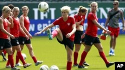 Megan Rapinoe en un entrenamiento del Equipo Nacional Femenino en Portland, Oregón. 