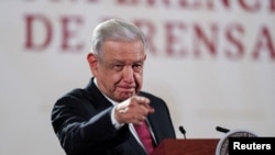 Presiden Meksiko Andres Manuel López Obrador berbicara dalam konferensi pers di Mexico City pada 7 September 2023. (Foto: Reuters/Raquel Cunha)