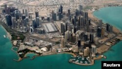 FILE - An aerial view of Doha's diplomatic area March 21, 2013.