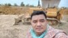 Sok Oudom, pictured at a construction site, is the owner of Rithysen radio station and a local citizen journalist in Kampong Chhnang province, Cambodia. (Courtesy of Facebook)