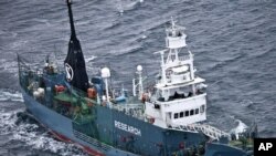 FILE - Japanese whaling ship Yushin Maru No. 2 sails in the Southern Ocean off Antarctica.