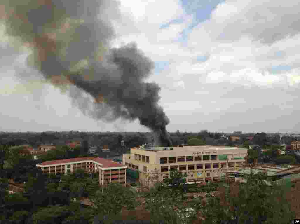 Heavy smoke rises from the Westgate Mall in Nairobi, Sept. 23, 2013.