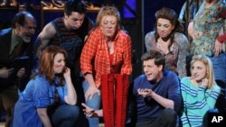 Actor Stark Sands, second from right, of 'Kinky Boots' performs at the 67th Annual Tony Awards, June 9, 2013 in New York. 