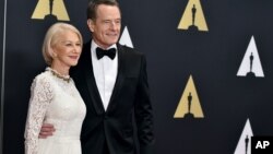 Helen Mirren, left, and Bryan Cranston star in the new movie "Trumbo."