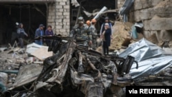 Aftermath of recent shelling during a military conflict over the breakaway region of Nagorno-Karabakh in Stepanakert October 4, 2020. David Ghahramanyan/NKR InfoCenter/PAN Photo/Handout via REUTERS ATTENTION EDITORS - THIS IMAGE HAS BEEN SUPPLIED BY A…