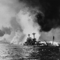 Archivo - La imagen recuerda el ataque japonés de 1941 contra Pearl Harbor, Hawaii, lo que llevó a EE.UU. a la Segunda Guerra Mundial.