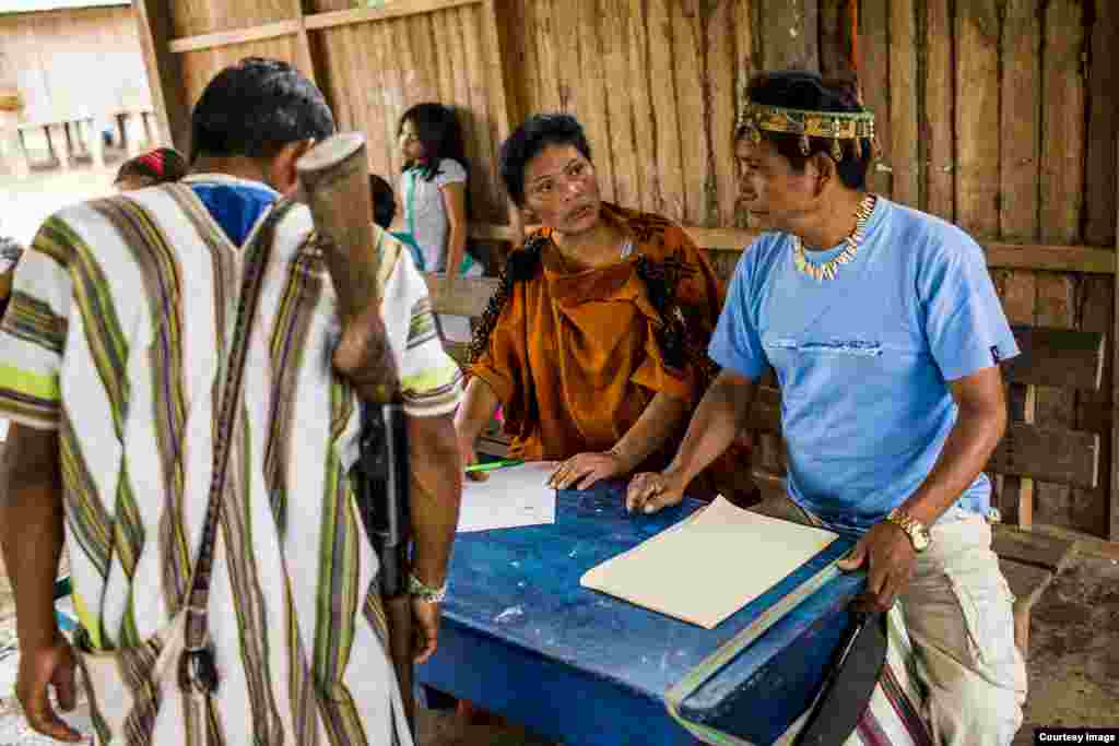 In efforts against large scale dams, Peruvian activist Ruth Buendia has united the indigenous Ashaninka people in campaigns to protect their native lands. (Goldman Environmental Prize)