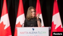 Chrystia Freeland, ministre des Affaires étrangères du Canada, à Montréal, Québec, Canada, le 29 janvier 2018.