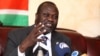 FILE - South Sudan's rebel leader Riek Machar addresses a news conference in Ethiopia's capital, Addis Ababa, Oct. 18, 2015.