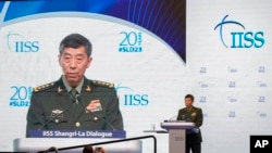 中国国务委员兼国防部长李尚福6月4日在香格里拉安全对话会上发言。