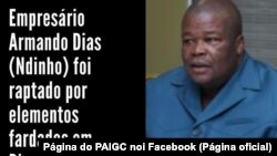 Mensagem de detenção de dirigente do PAIGC
