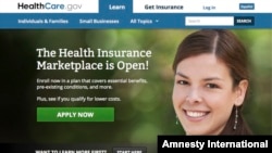 Imágen del sitio web HealthCare.gov que el presidente Barack Obama quiere reparar.