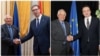 France, Paris, Josep Borell, high EU official with Kosovo prime minister Albin Kurti and Serbian president Aleksandar Vucic (Foto: Twitter/@JosepBorrellF)