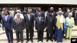 Heads of state and members of the Economic Community Of West African States (ECOWAS) pose for a photograph after attending the 39th ECOWAS Summit in Nigeria's capital Abuja March 23, 2011.