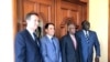 OAS Permanent Council Chair, US Ambassador Carlos Trujillo, Gonzalo Koncke, chief of staff for OAS Secretary General Luis Almagro, President Jovenel Moise and Foreign Minister Bocchit Edmond.
