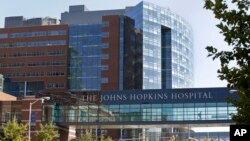 FILE - Part of the Johns Hopkins Hospital complex is seen in Baltimore, Maryland, Oct. 2, 2013. 