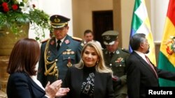 Bolivia's interim President Jeanine Anez attends a ceremony at the presidential palace in La Paz, Bolivia, Nov. 22, 2019.