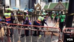 Le site de l'attentat à Bangkok, en Thaïlande (Photo: Steve Herman / VOA) 