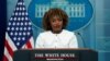 La secretaria de prensa de la Casa Blanca, Karine Jean-Pierre, ofrece una conferencia de prensa en Washington el 12 de agosto de 2024.