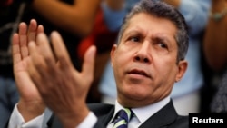 Venezuelan presidential candidate Henri Falcon attends a campaign event in Caracas, Venezuela, March 20, 2018. 
