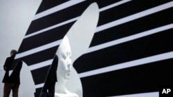 An artwork "Laura" created by Spanish artist Jaume Plensa is displayed at Art Basel in Hong Kong, March 25, 2016.