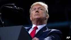 President Donald Trump speaks during a campaign rally at Kellogg Arena, Dec. 18, 2019, in Battle Creek, Mich. 