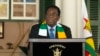 Zimbabwean President Emmerson Mnangagwa addresses a press conference at State House in Harare, Sunday, Aug. 27 2023. Authorities in Zimbabwe say President Emmerson Mnangagwa has been re-elected for a second and final term. 