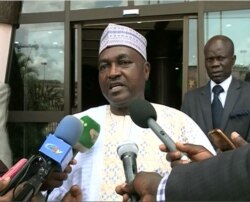 FILE - Francis Fai Yengo, coordinator of Cameroon’s National Committee on Disarmament, Demobilization, and Reintegration (NCDDR), speaks in Yaounde, Cameroon, May 7, 2019.