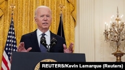 USA, Washington, U.S. President Joe Biden delivers remarks on the U.S. economy