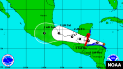 Trayectoria esperada de la tormenta tropical Earl, en el este del Caribe.