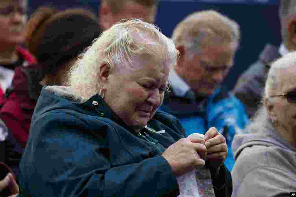 Family members of Flight 93 observe the September 11th Flight 93 Memorial in Shanksville, Pennsylvania, Sept. 11, 2018.